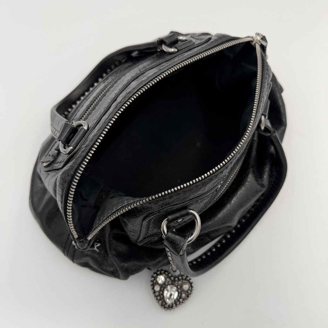 Miu Miu Studded Charm Black Leather Mini Shoulder Bag
