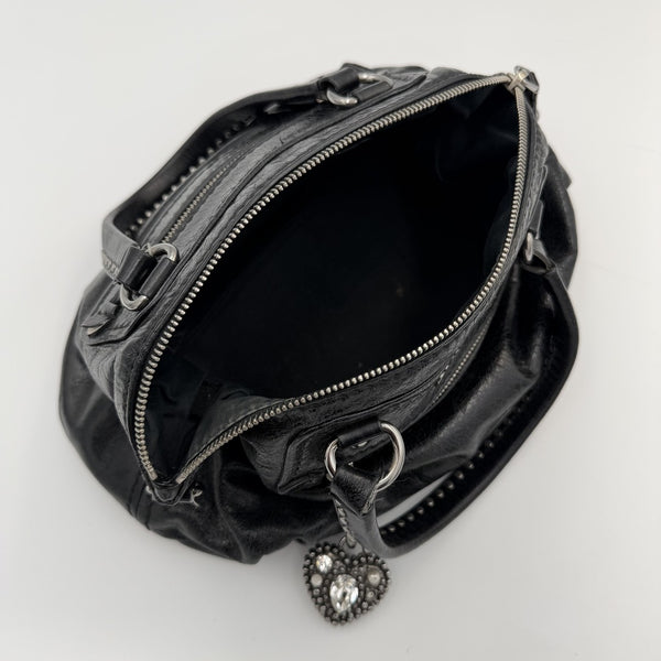 Miu Miu Studded Charm Black Leather Mini Shoulder Bag