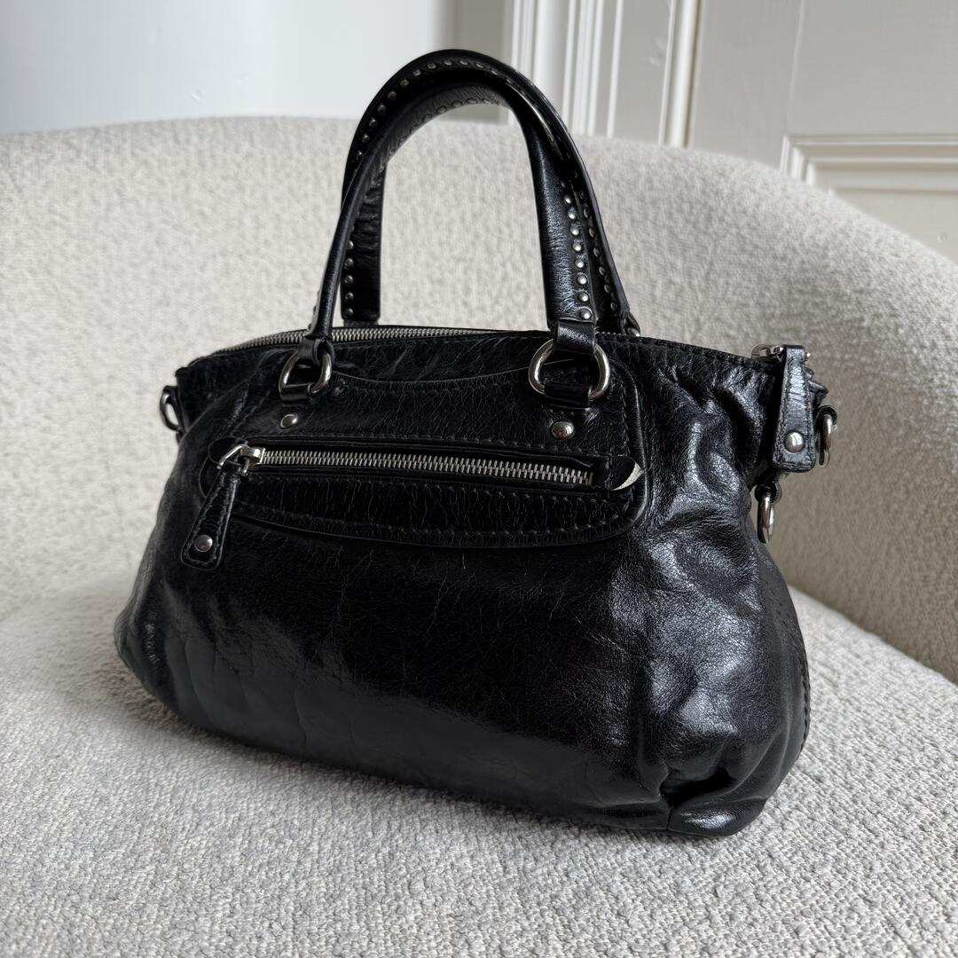 Miu Miu Studded Charm Black Leather Mini Shoulder Bag