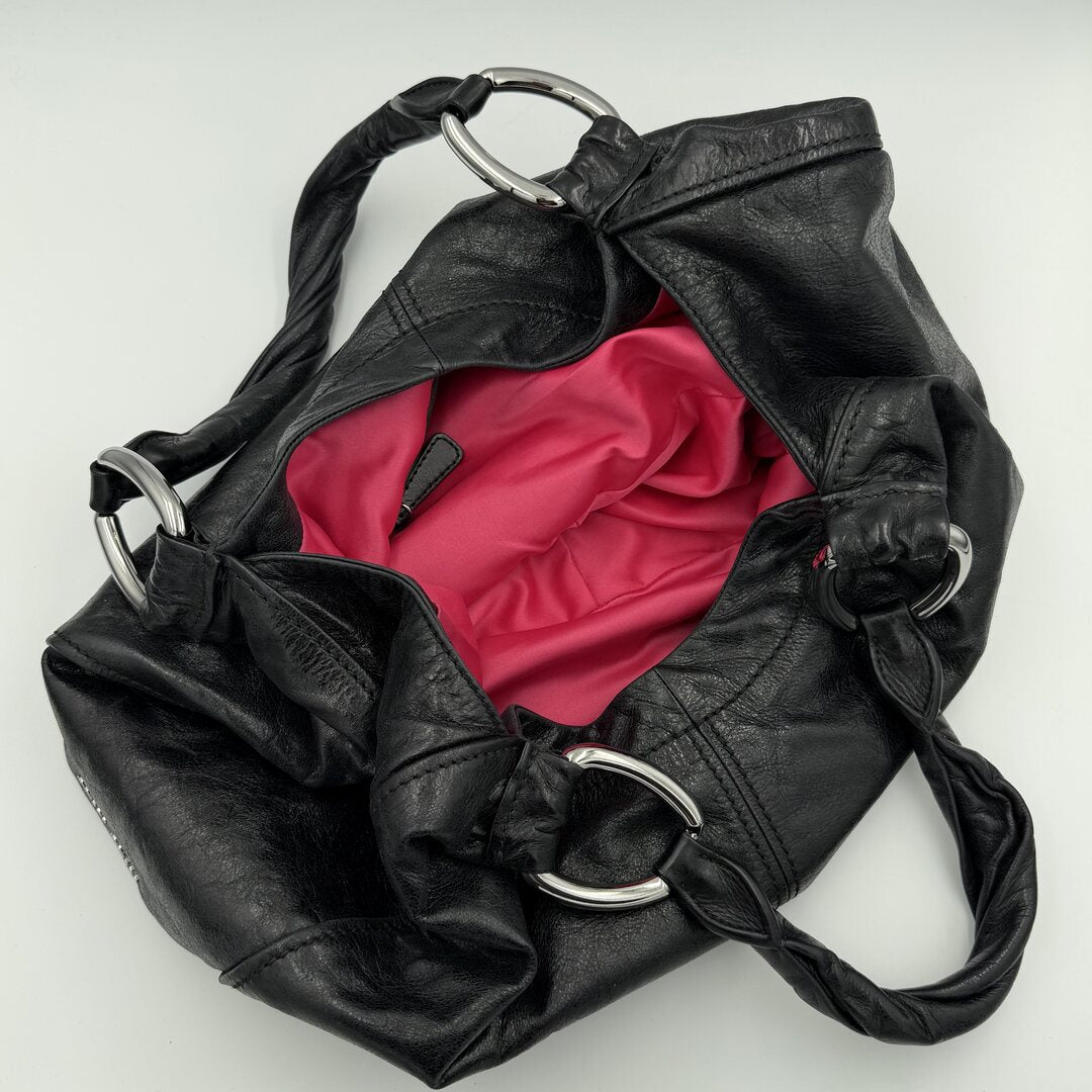 Miu Miu Black Leather Hobo Shoulder Bag