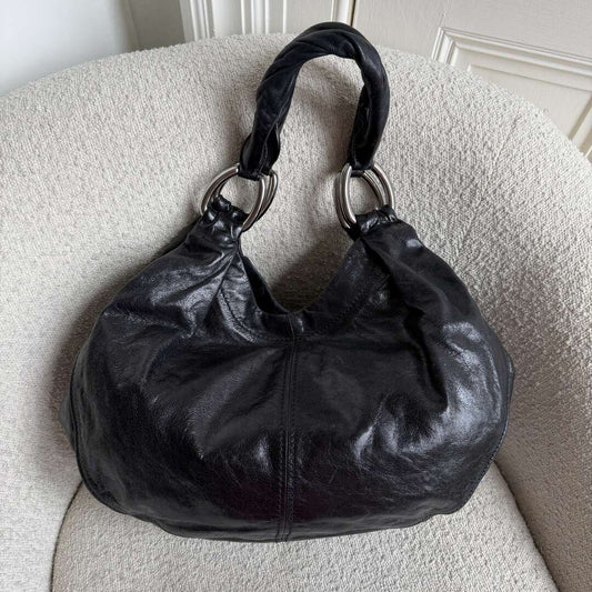 Miu Miu Black Leather Hobo Shoulder Bag