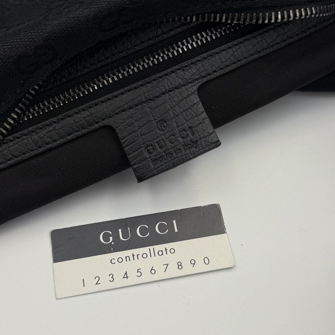 Gucci GG Canvas Horsebit Hobo Black Shoulder Bag