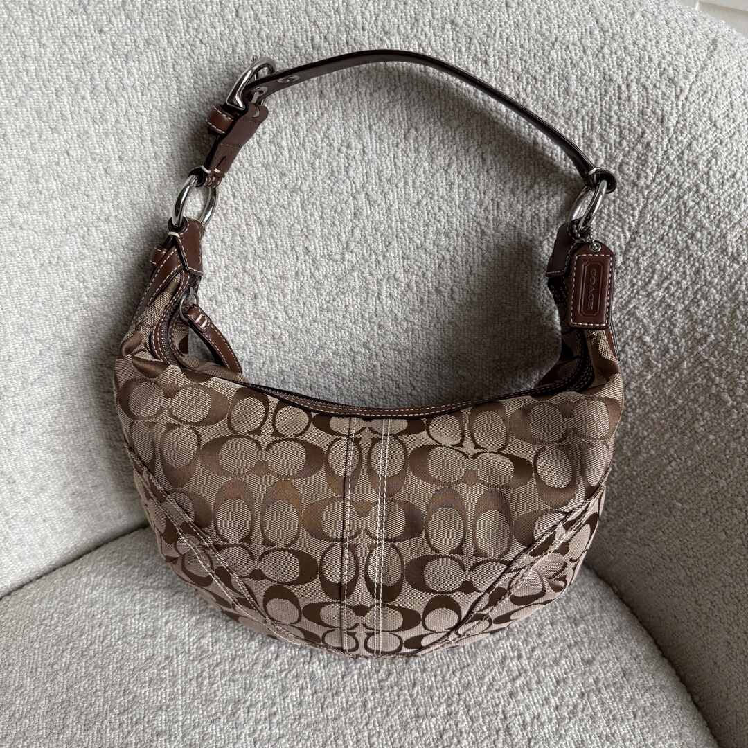 Coach Signature Croissant Brown Shoulder Bag