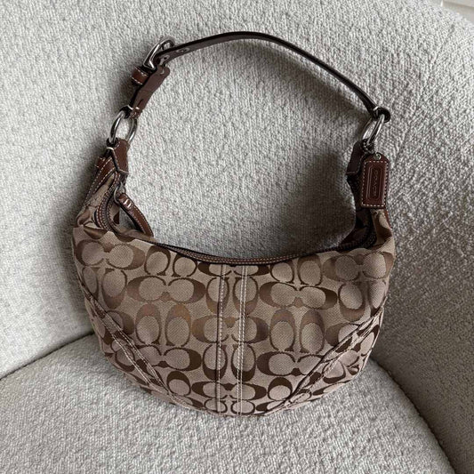 Coach Signature Croissant Brown Shoulder Bag