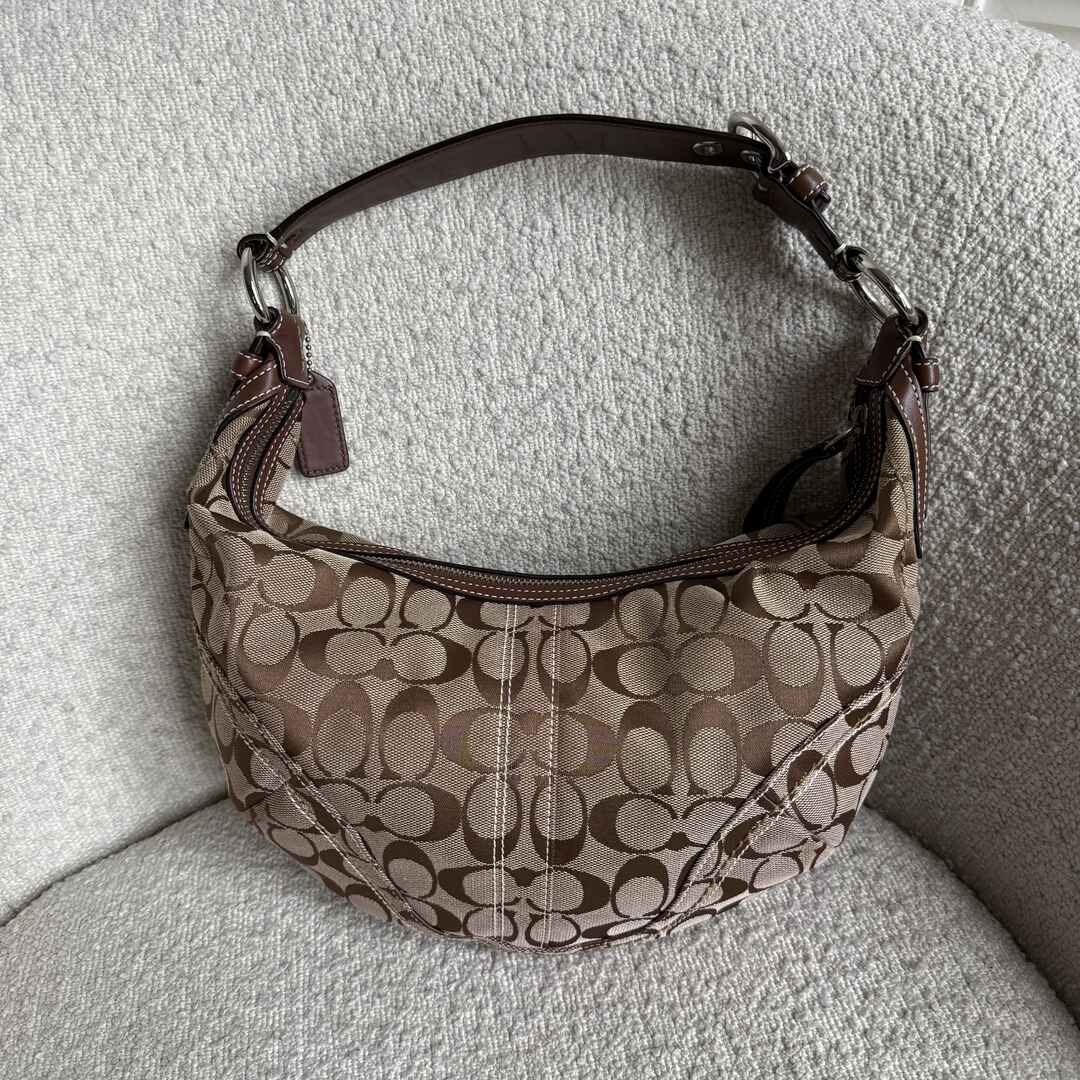 Coach Signature Croissant Brown Shoulder Bag