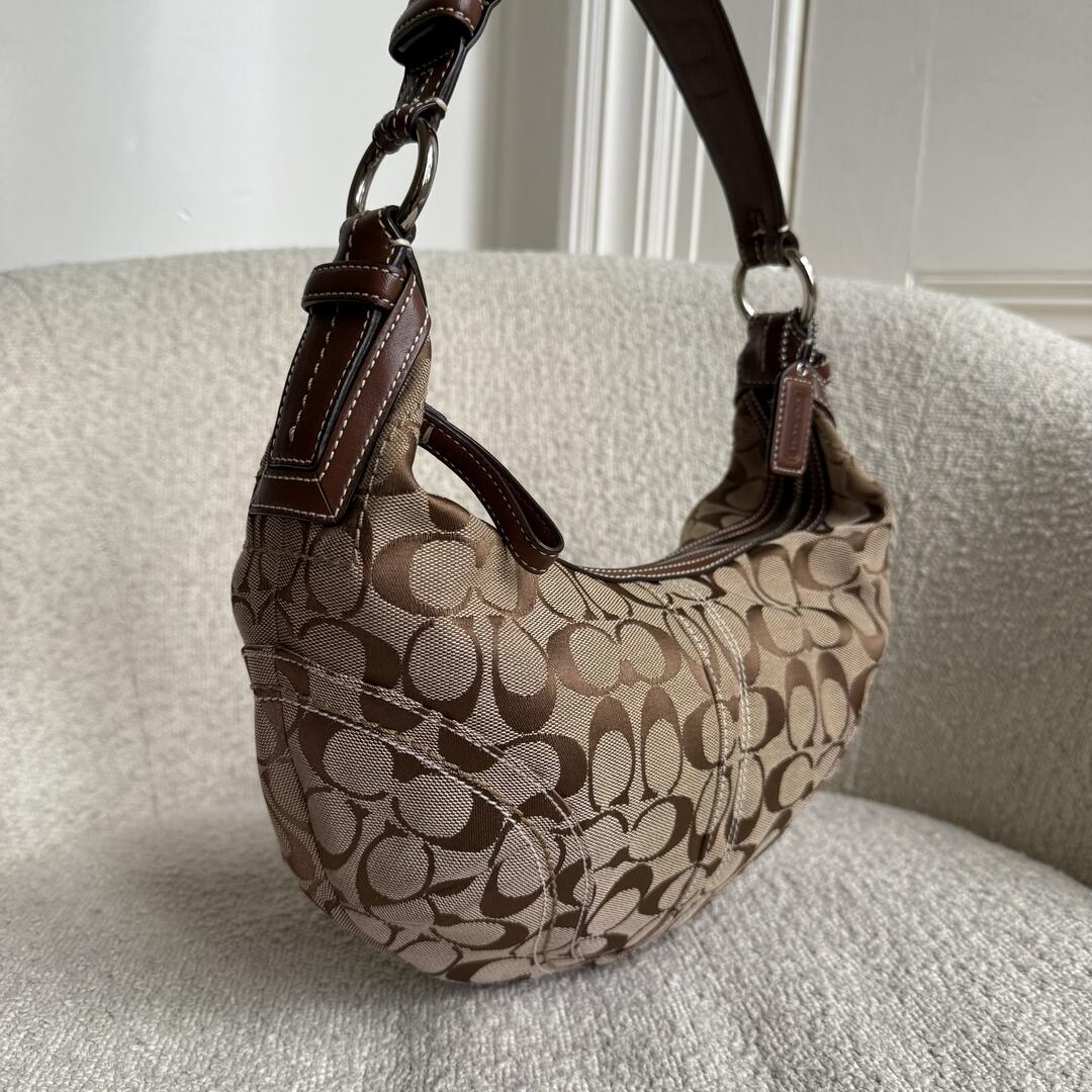 Coach Signature Croissant Brown Shoulder Bag