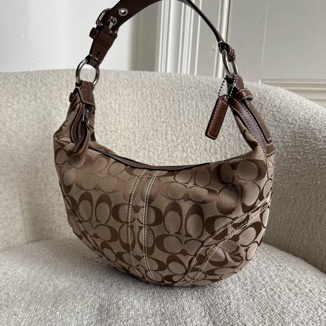 Coach Signature Croissant Brown Shoulder Bag