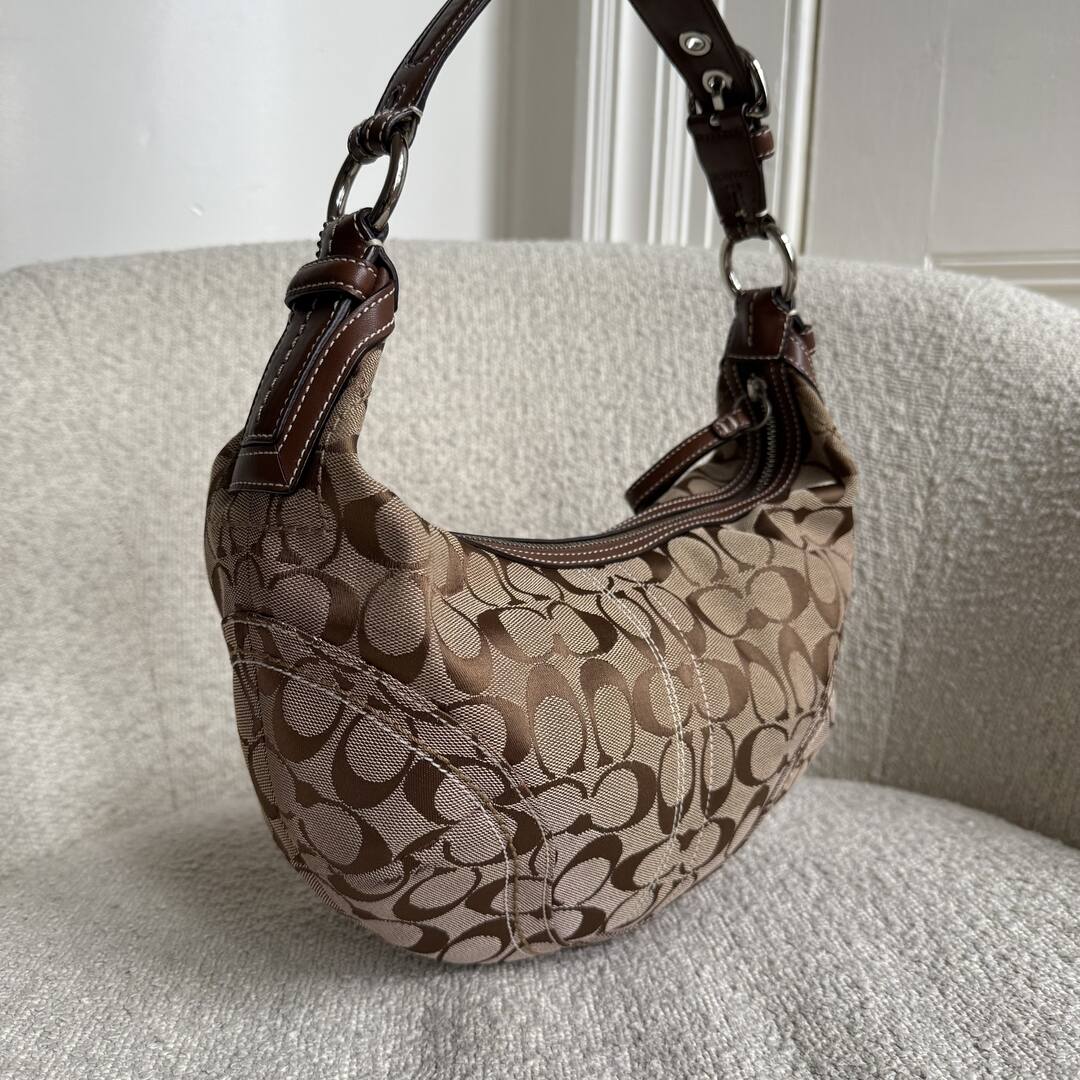 Coach Signature Croissant Brown Shoulder Bag