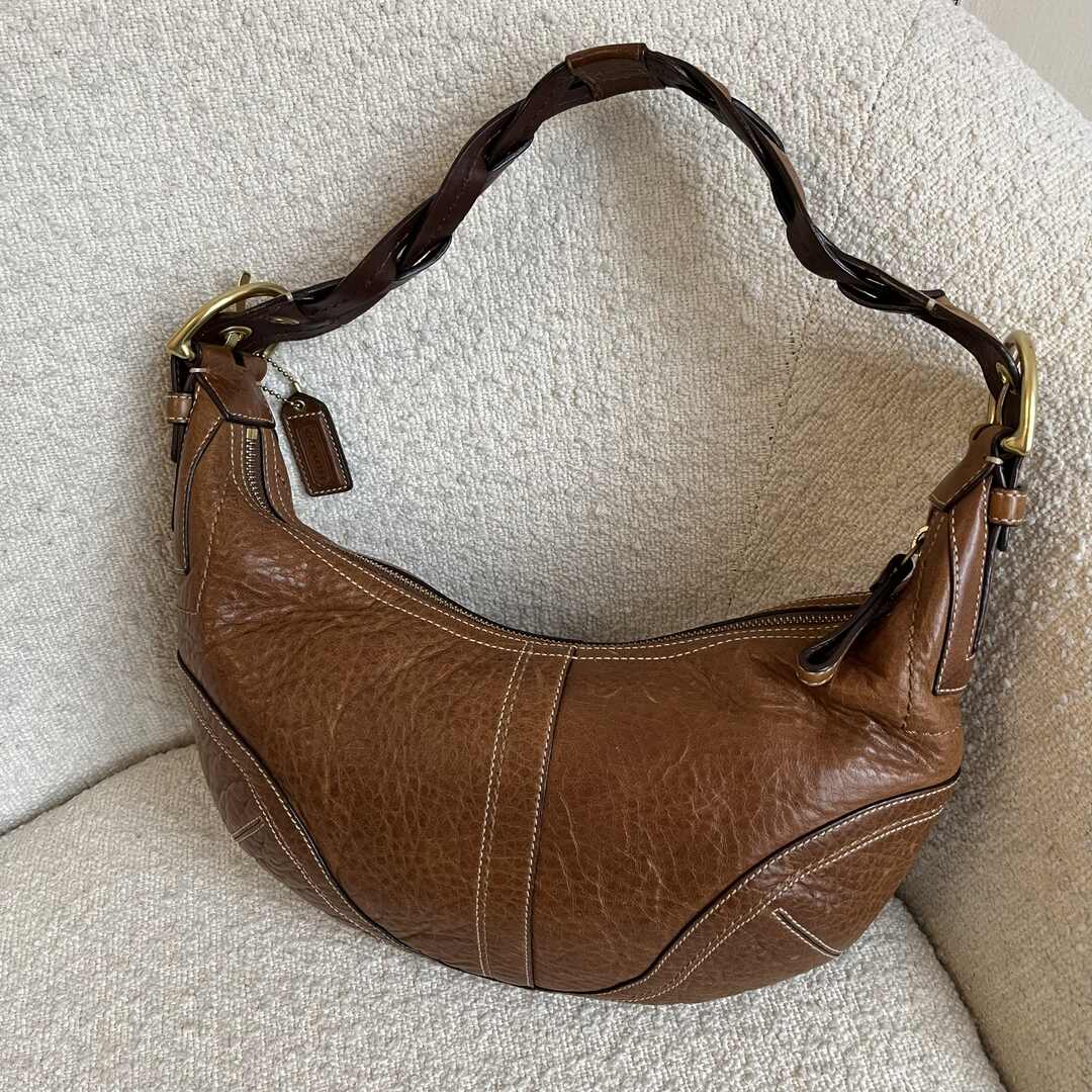 Coach Croissant Leather Brown Shoulder Bag