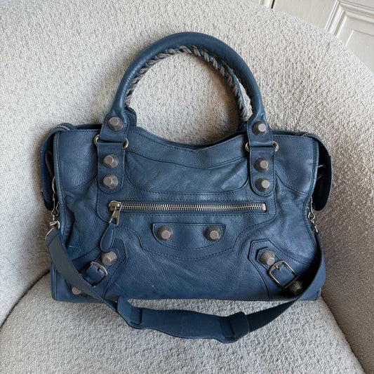 2009 Balenciaga The Giant City 21 Leather Blue Bag