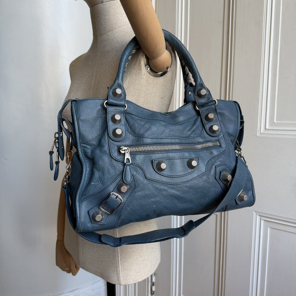 2009 Balenciaga The Giant City 21 Leather Blue Bag