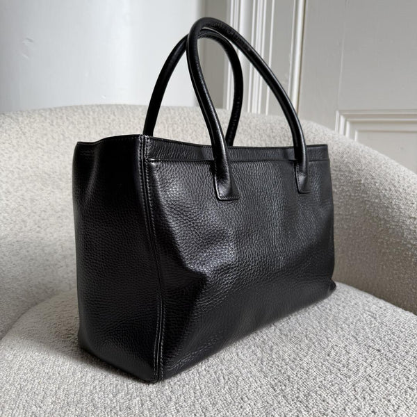 2014 Chanel Executive Cerf Caviar Black Leather Tote Bag