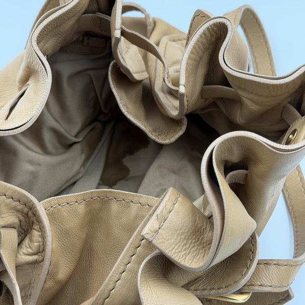 Miu Miu Vitello Leather Caramel Brown Tote Bag