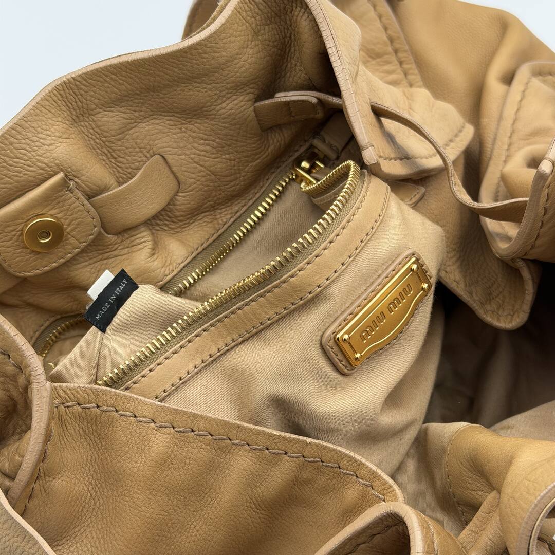 Miu Miu Vitello Leather Caramel Brown Tote Bag