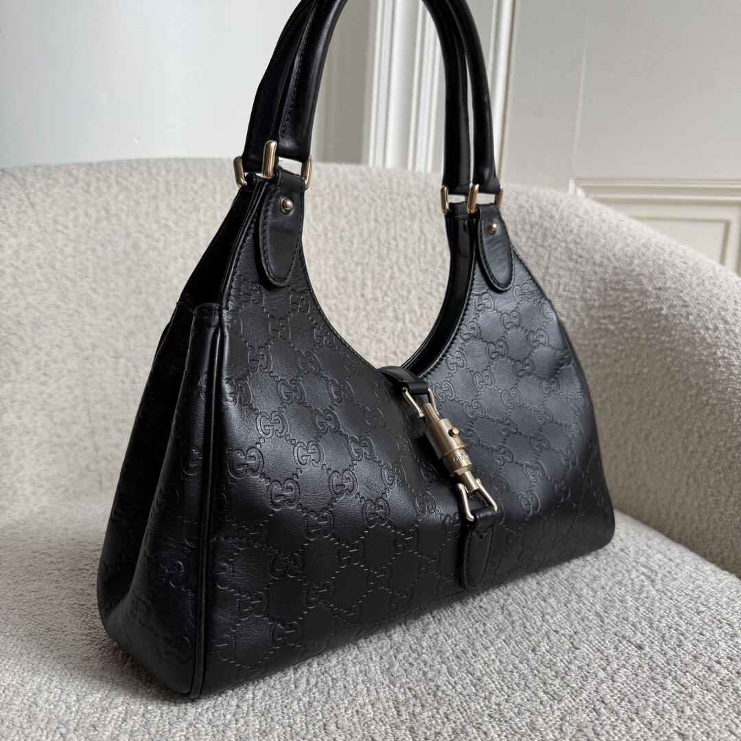 Gucci Guccissima Jackie Leather Black Shoulder Bag