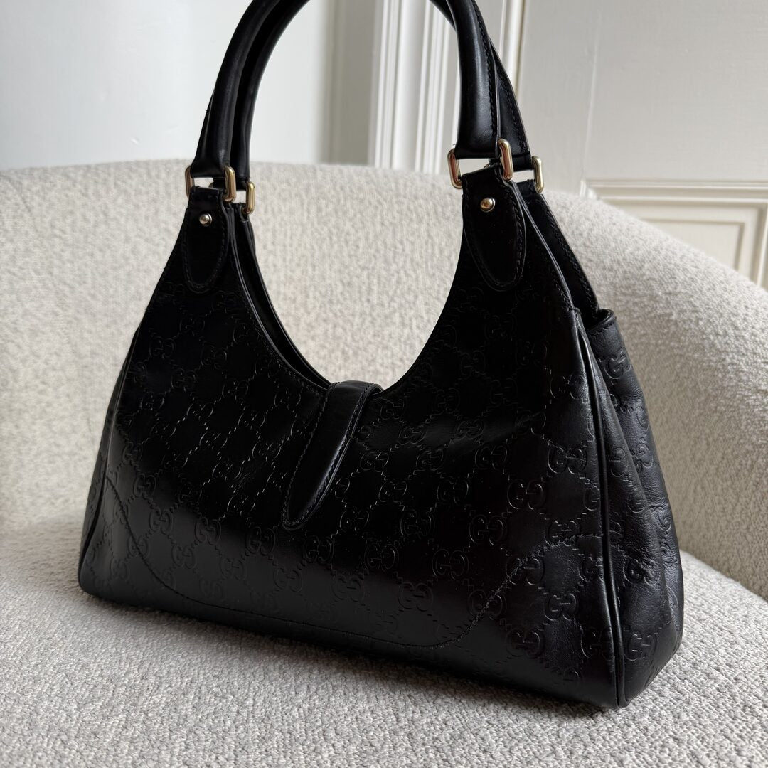 Gucci Guccissima Jackie Leather Black Shoulder Bag