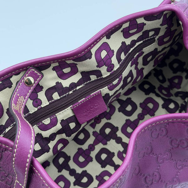Gucci Guccissima Abbey Leather Purple Tote Bag