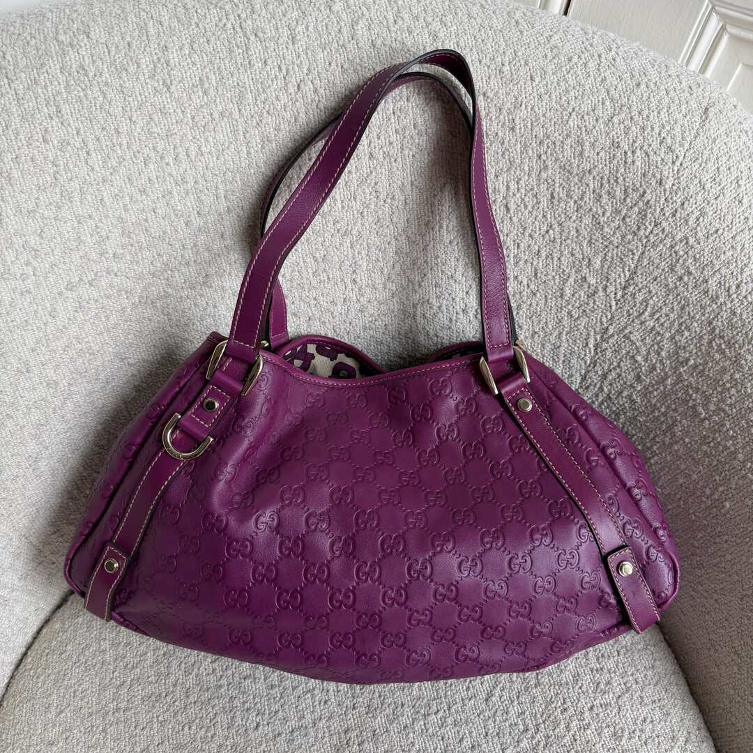 Gucci Guccissima Abbey Leather Purple Tote Bag