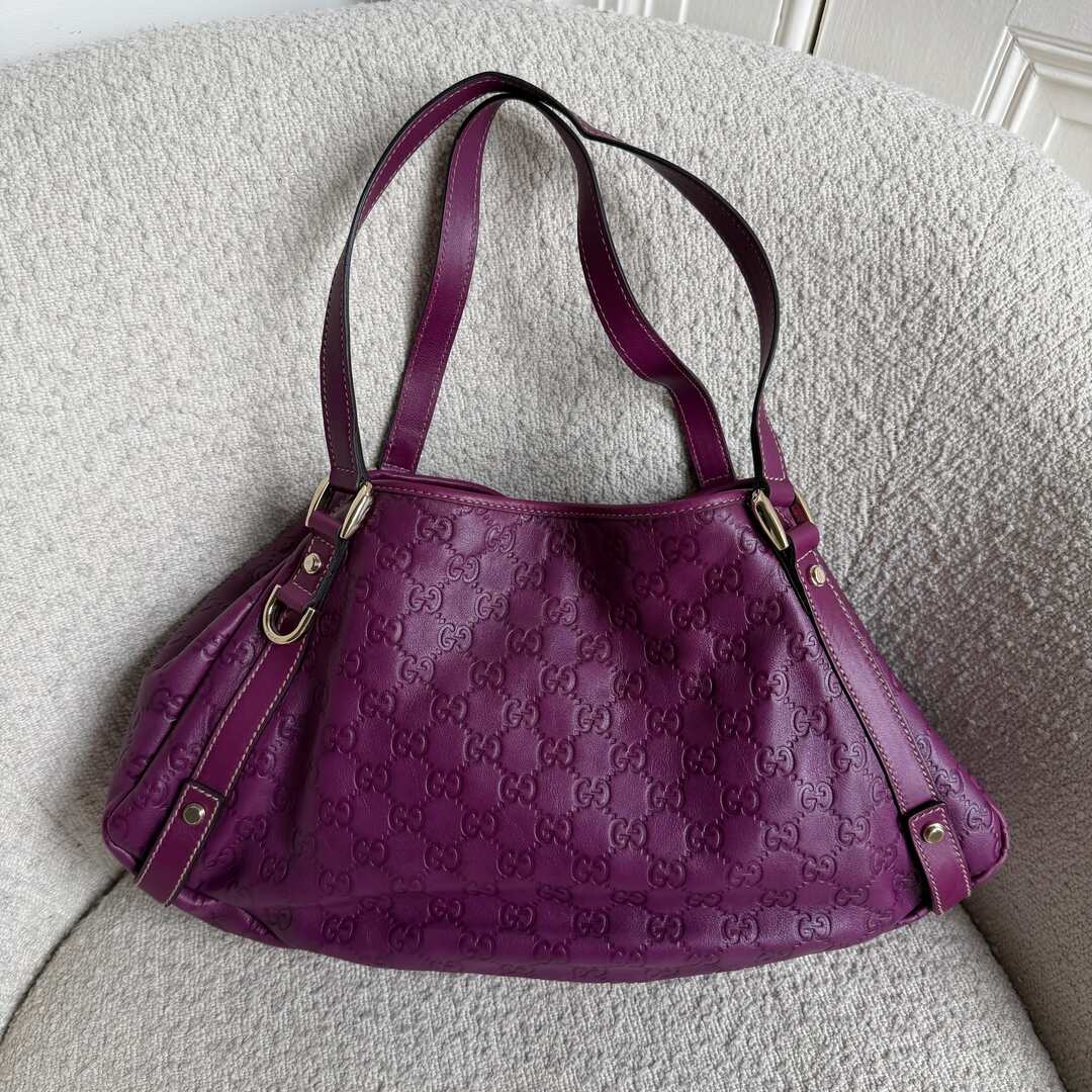 Gucci Guccissima Abbey Leather Purple Tote Bag