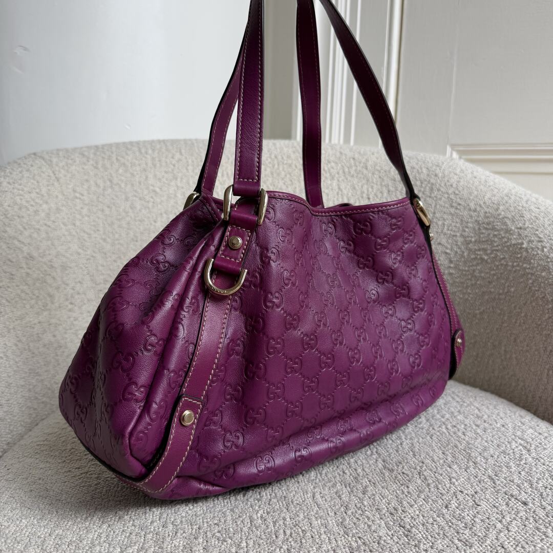 Gucci Guccissima Abbey Leather Purple Tote Bag