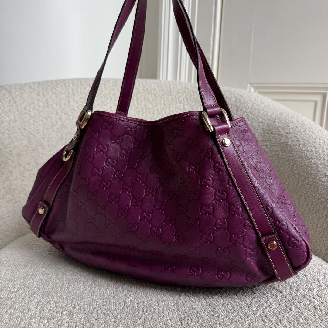 Gucci Guccissima Abbey Leather Purple Tote Bag