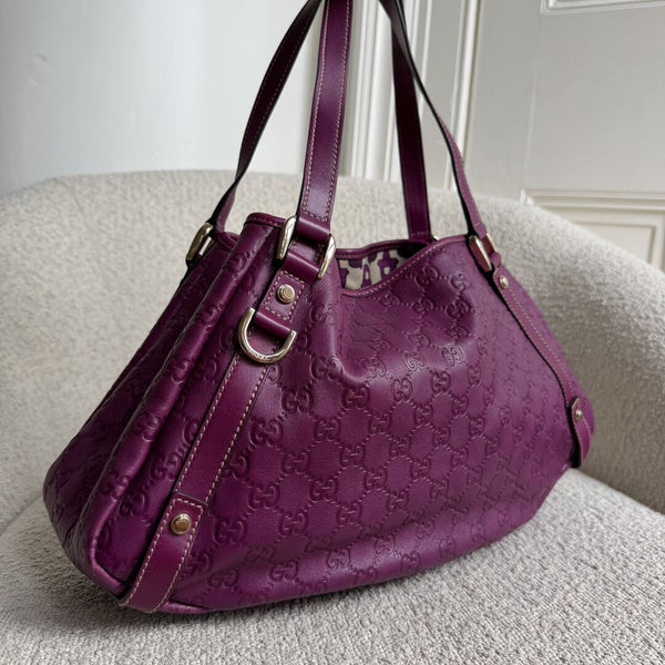 Gucci Guccissima Abbey Leather Purple Tote Bag