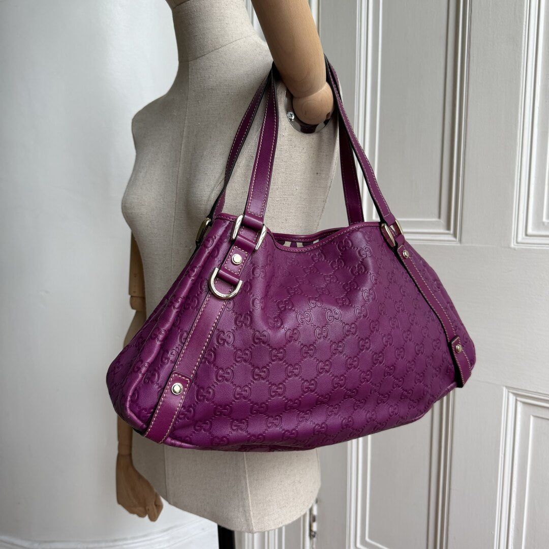 Gucci Guccissima Abbey Leather Purple Tote Bag