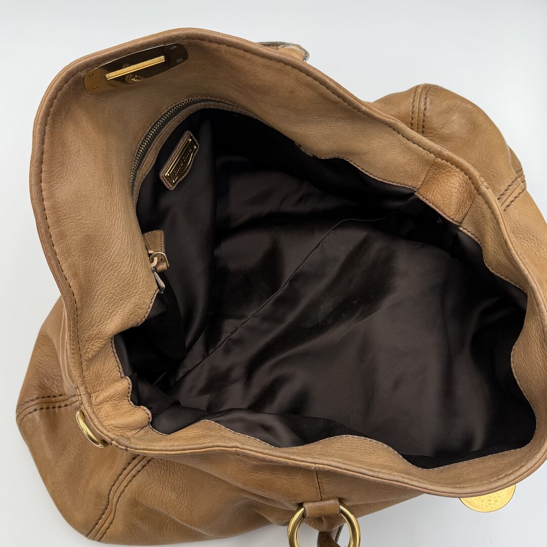 Miu Miu Vitello Turnlock Brown Shoulder Bag