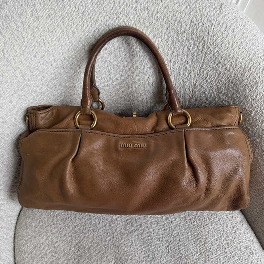 Miu Miu Vitello Turnlock Brown Shoulder Bag