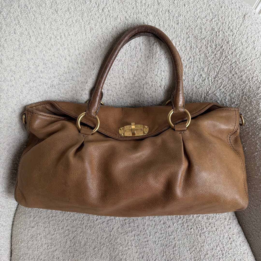 Miu Miu Vitello Turnlock Brown Shoulder Bag