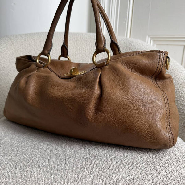 Miu Miu Vitello Turnlock Brown Shoulder Bag