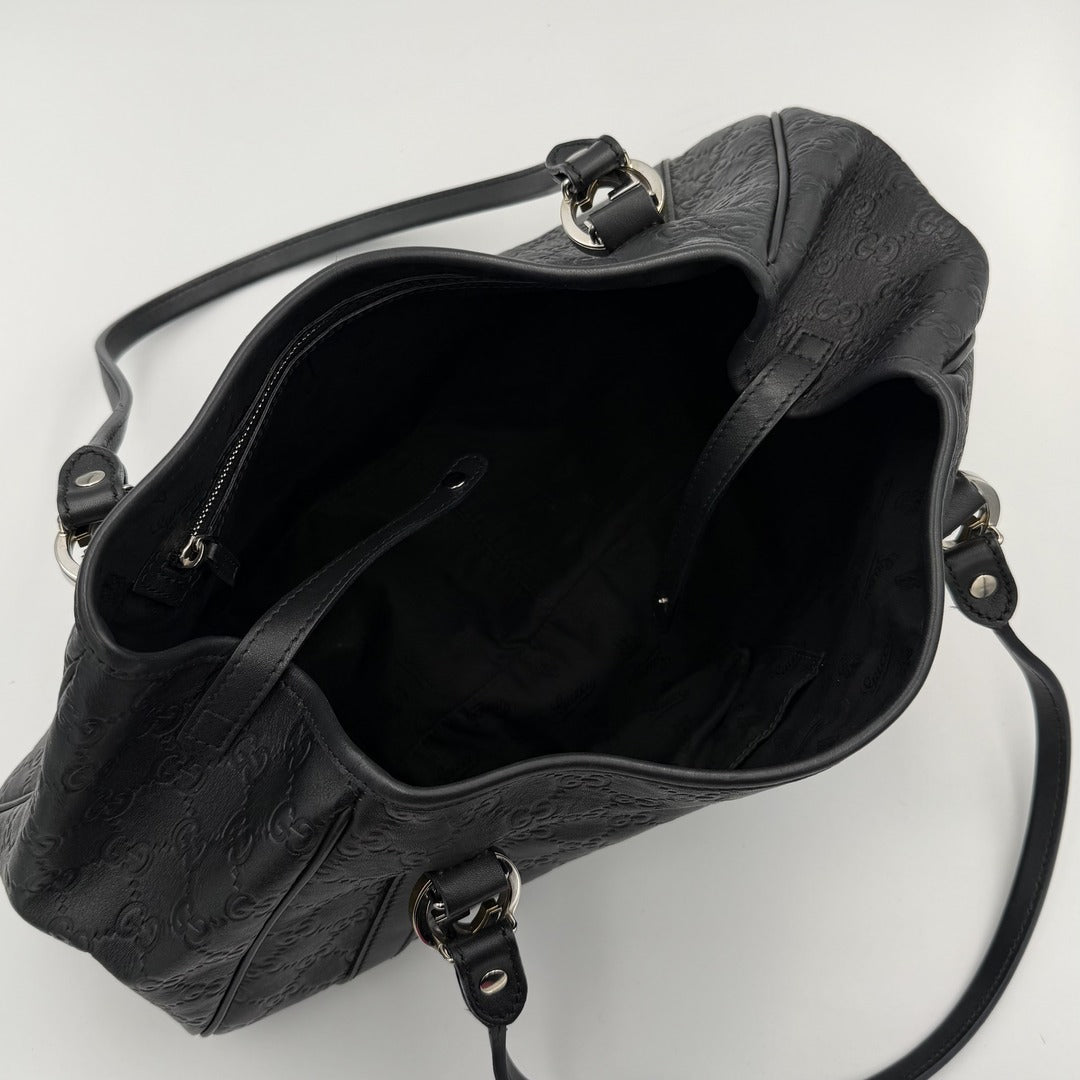 Gucci Guccissima Twins Leather Black Tote Bag