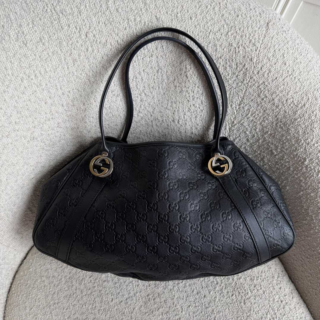 Gucci Guccissima Twins Leather Black Tote Bag
