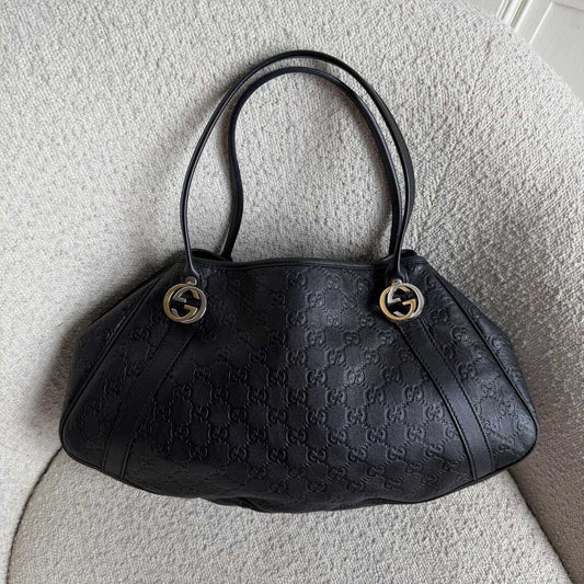Gucci Guccissima Twins Leather Black Tote Bag