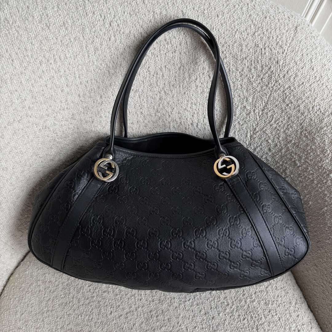 Gucci Guccissima Twins Leather Black Tote Bag