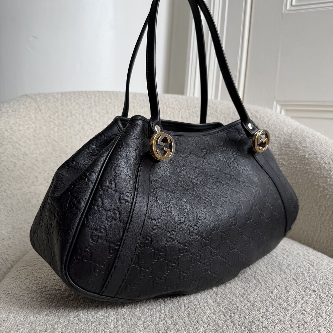 Gucci Guccissima Twins Leather Black Tote Bag