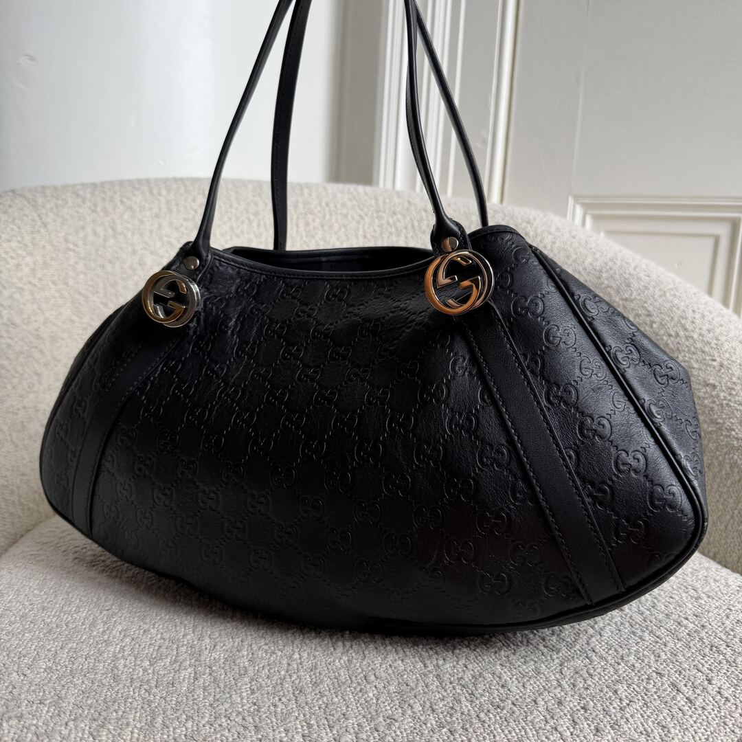 Gucci Guccissima Twins Leather Black Tote Bag