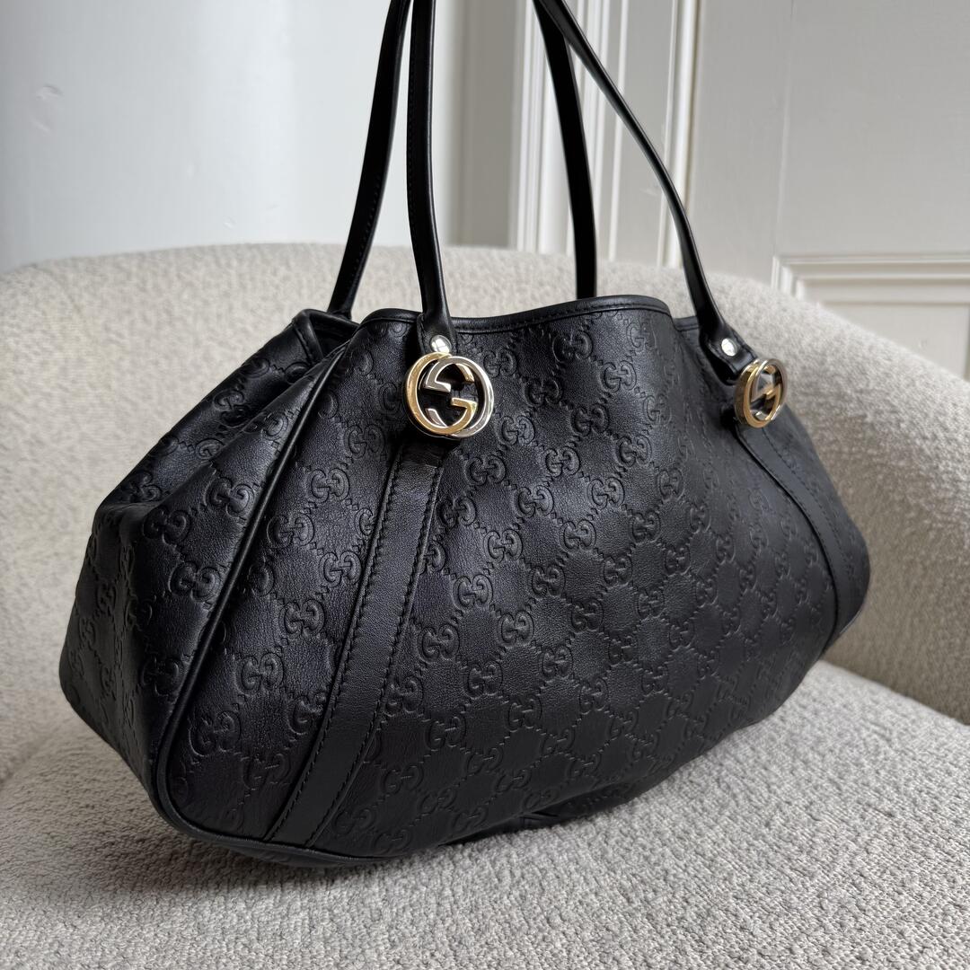 Gucci Guccissima Twins Leather Black Tote Bag