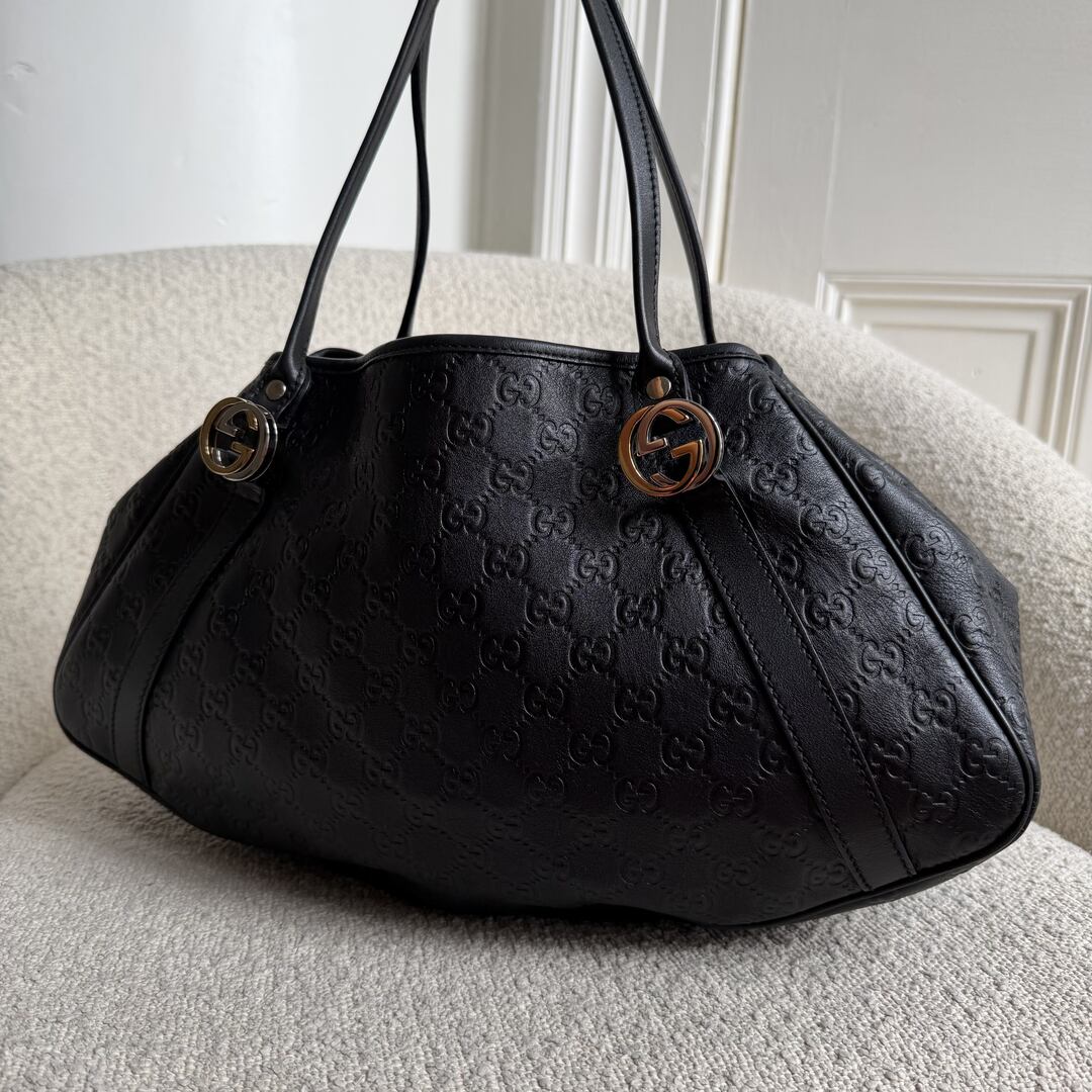Gucci Guccissima Twins Leather Black Tote Bag