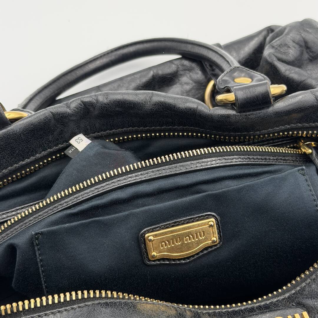 Miu Miu Vitello Leather Black Shoulder Bag