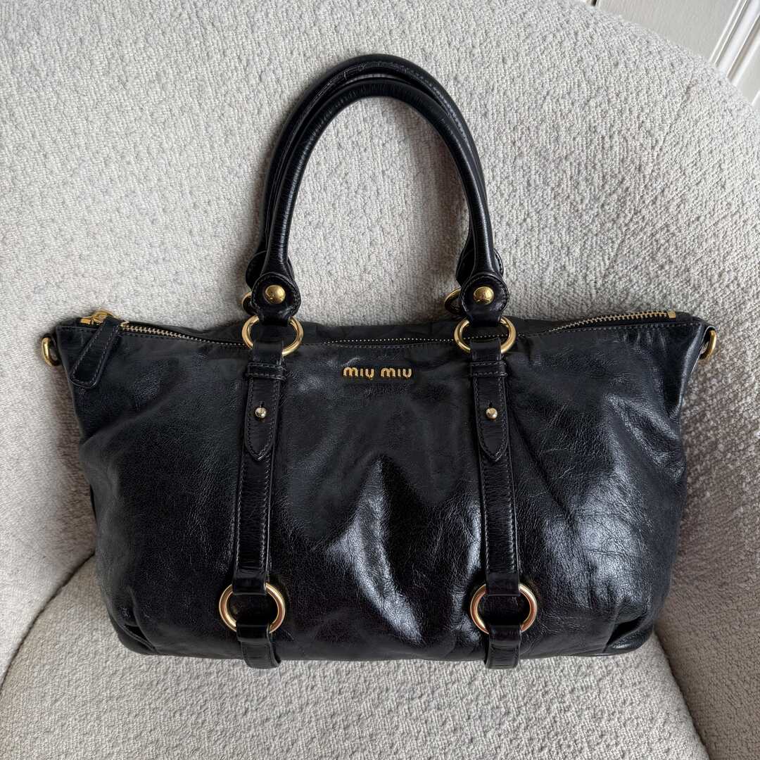 Miu Miu Vitello Leather Black Shoulder Bag