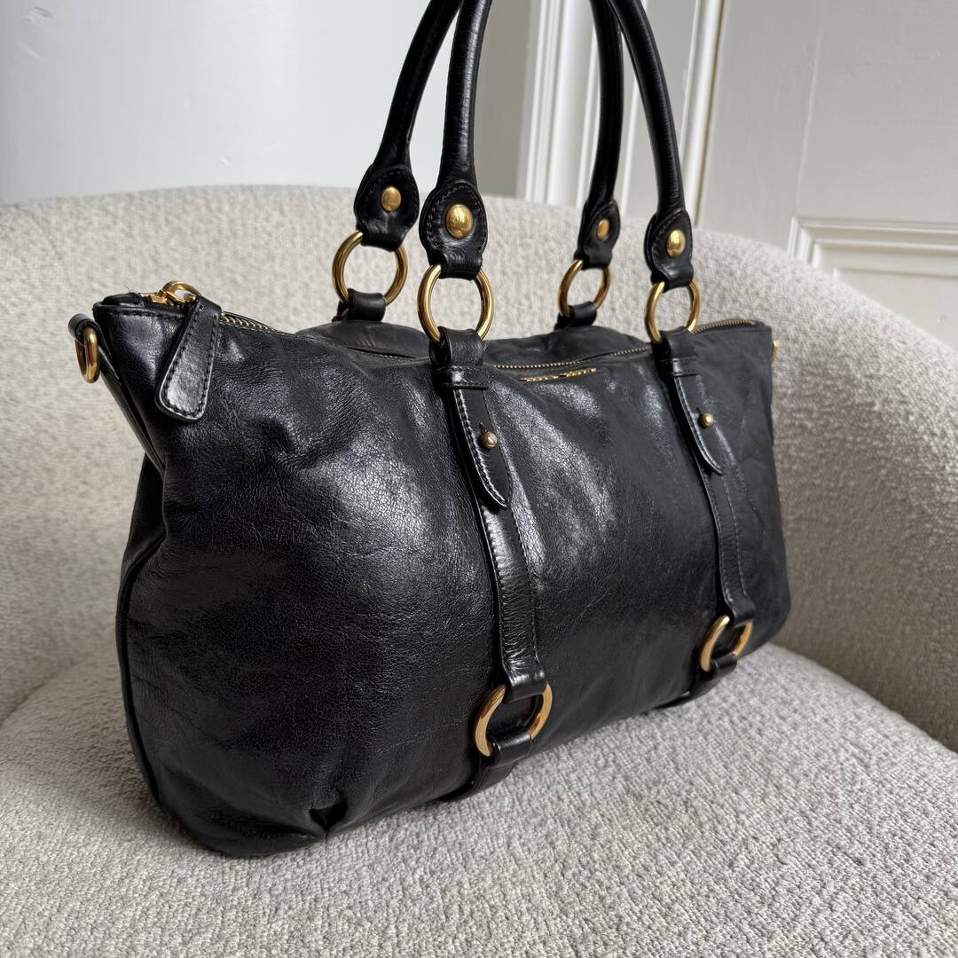 Miu Miu Vitello Leather Black Shoulder Bag