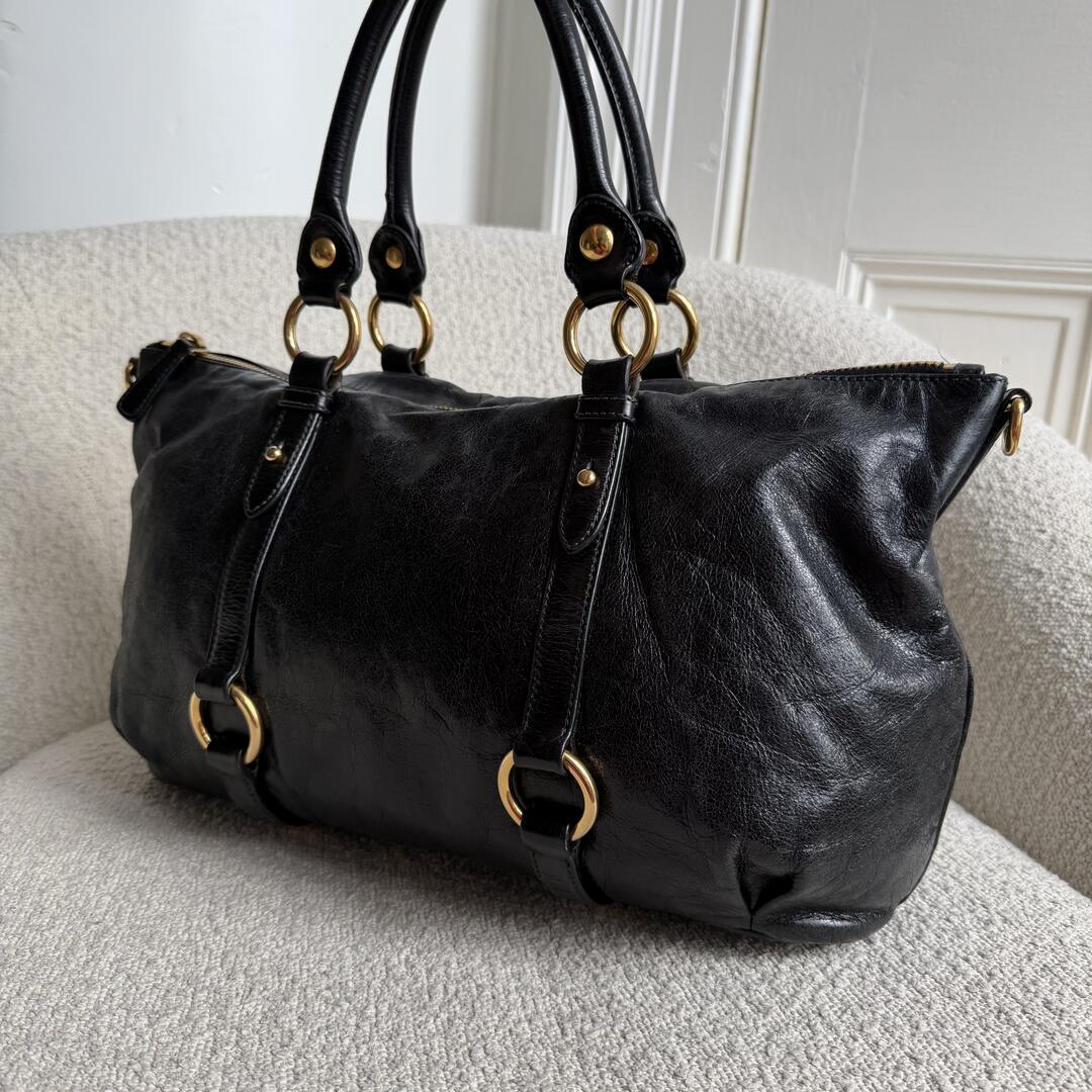 Miu Miu Vitello Leather Black Shoulder Bag