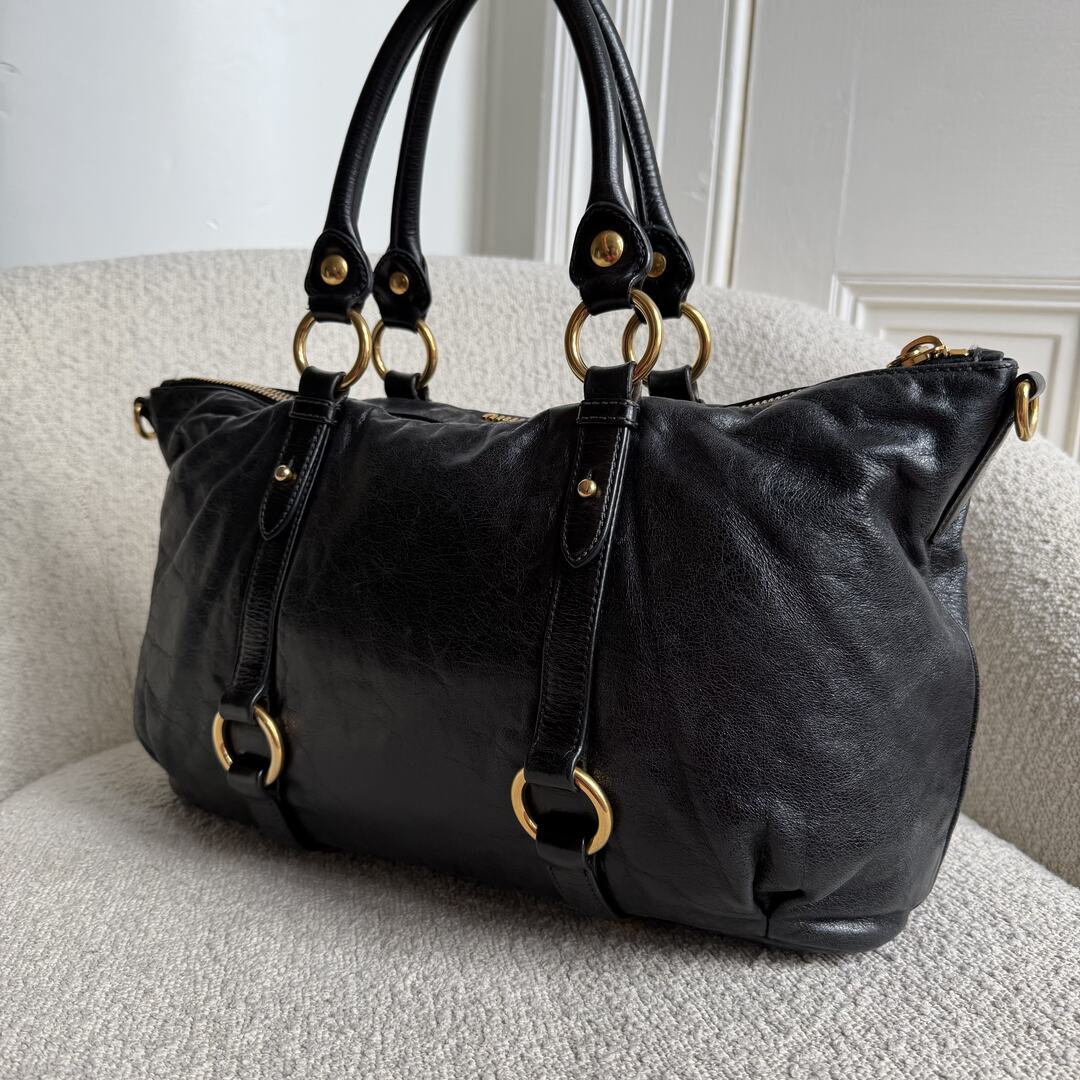 Miu Miu Vitello Leather Black Shoulder Bag