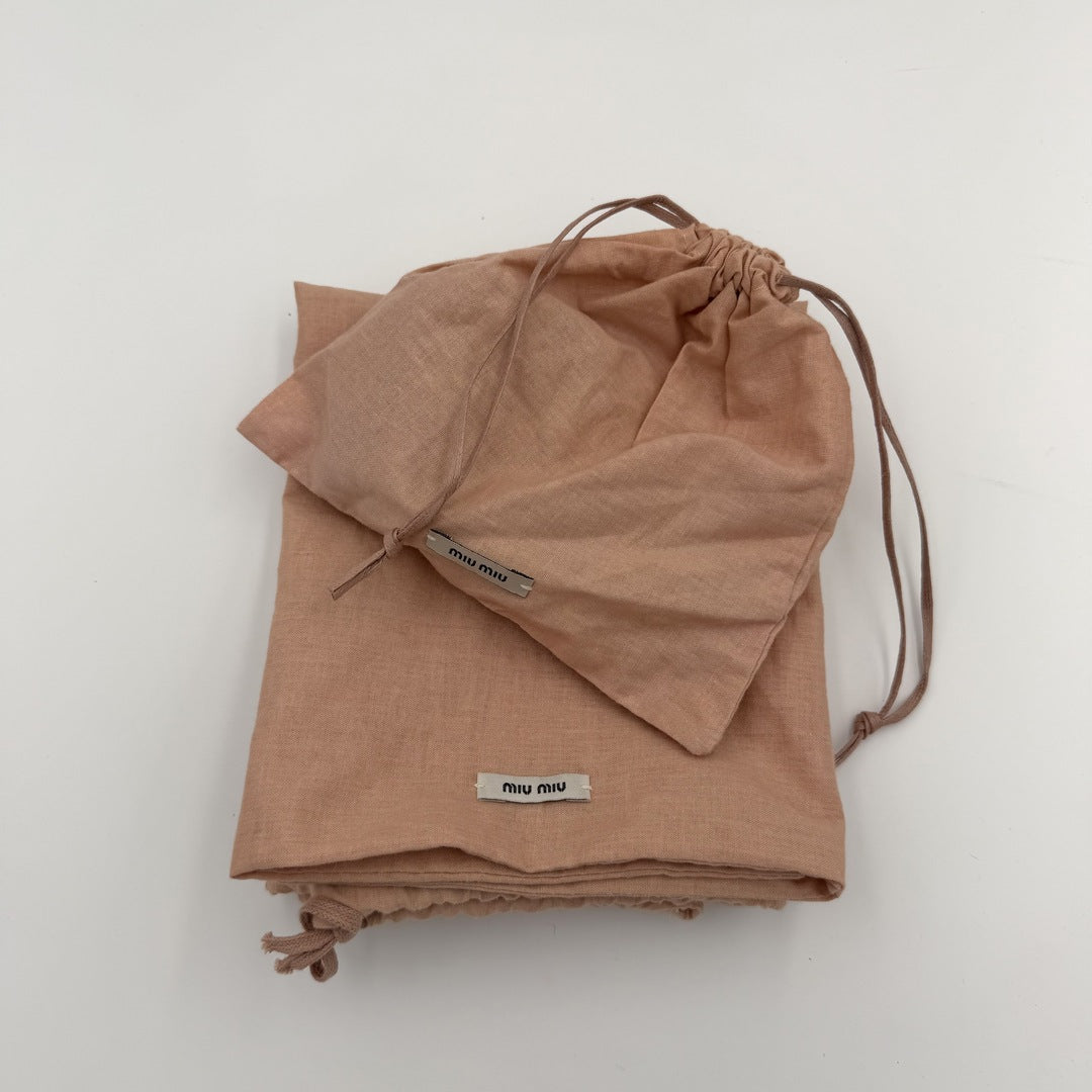 Miu Miu Vitello Bow Beige Leather Handbag