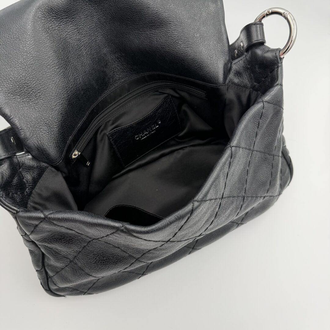 2010 Chanel On the Road Black Flap Shoulder Bag