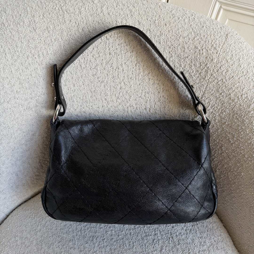 2010 Chanel On the Road Black Flap Shoulder Bag