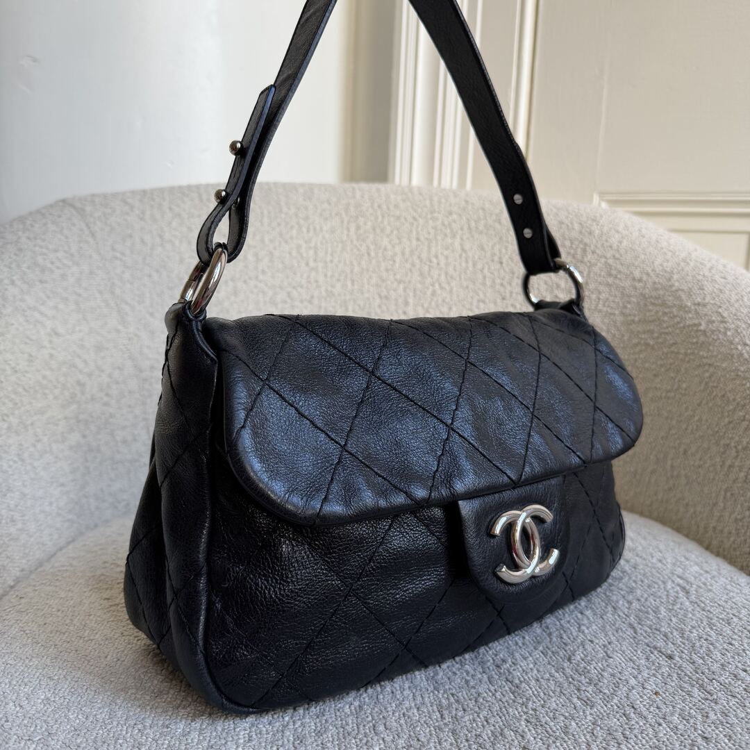2010 Chanel On the Road Black Flap Shoulder Bag
