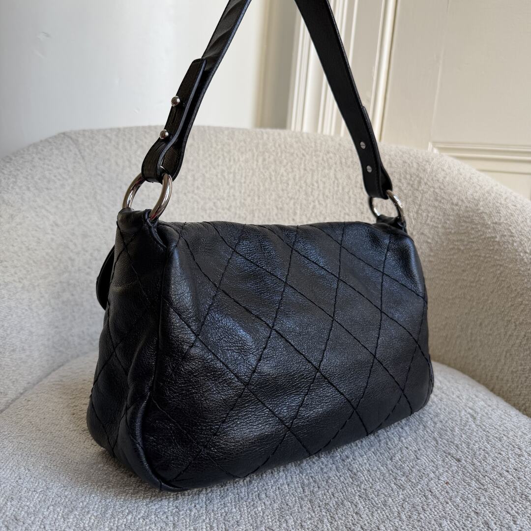 2010 Chanel On the Road Black Flap Shoulder Bag