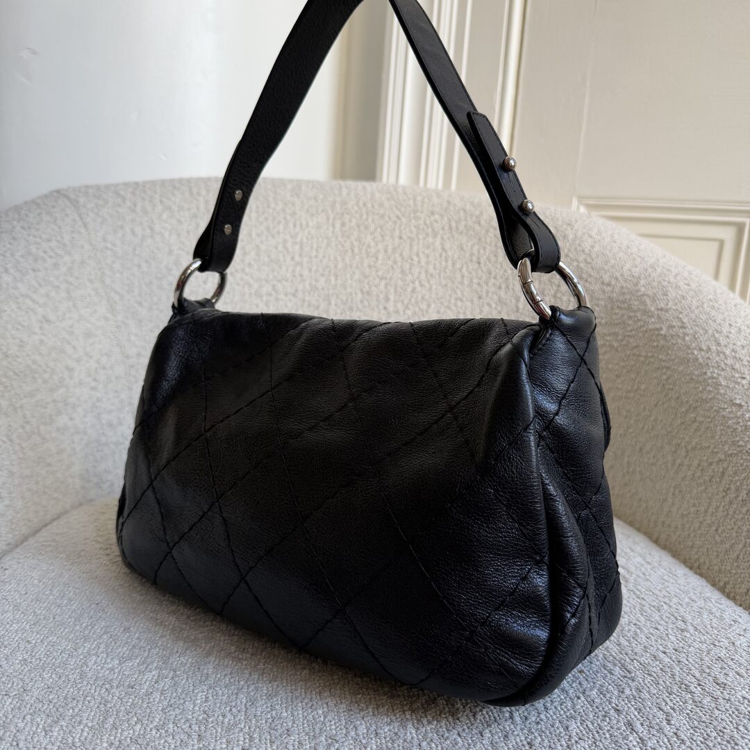 2010 Chanel On the Road Black Flap Shoulder Bag
